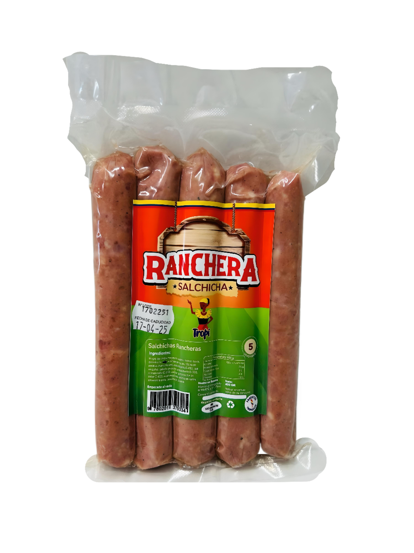 SALCHICHA RANCHERA TROPI X5UNDS. 400GR.