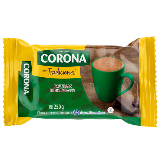 CHOCOLATE CORONA PASTILLA 250GR.