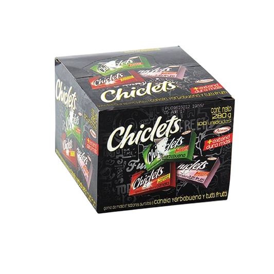 CHICLET´S ADAMS SURTIDO PEQ DISPL. X100U.