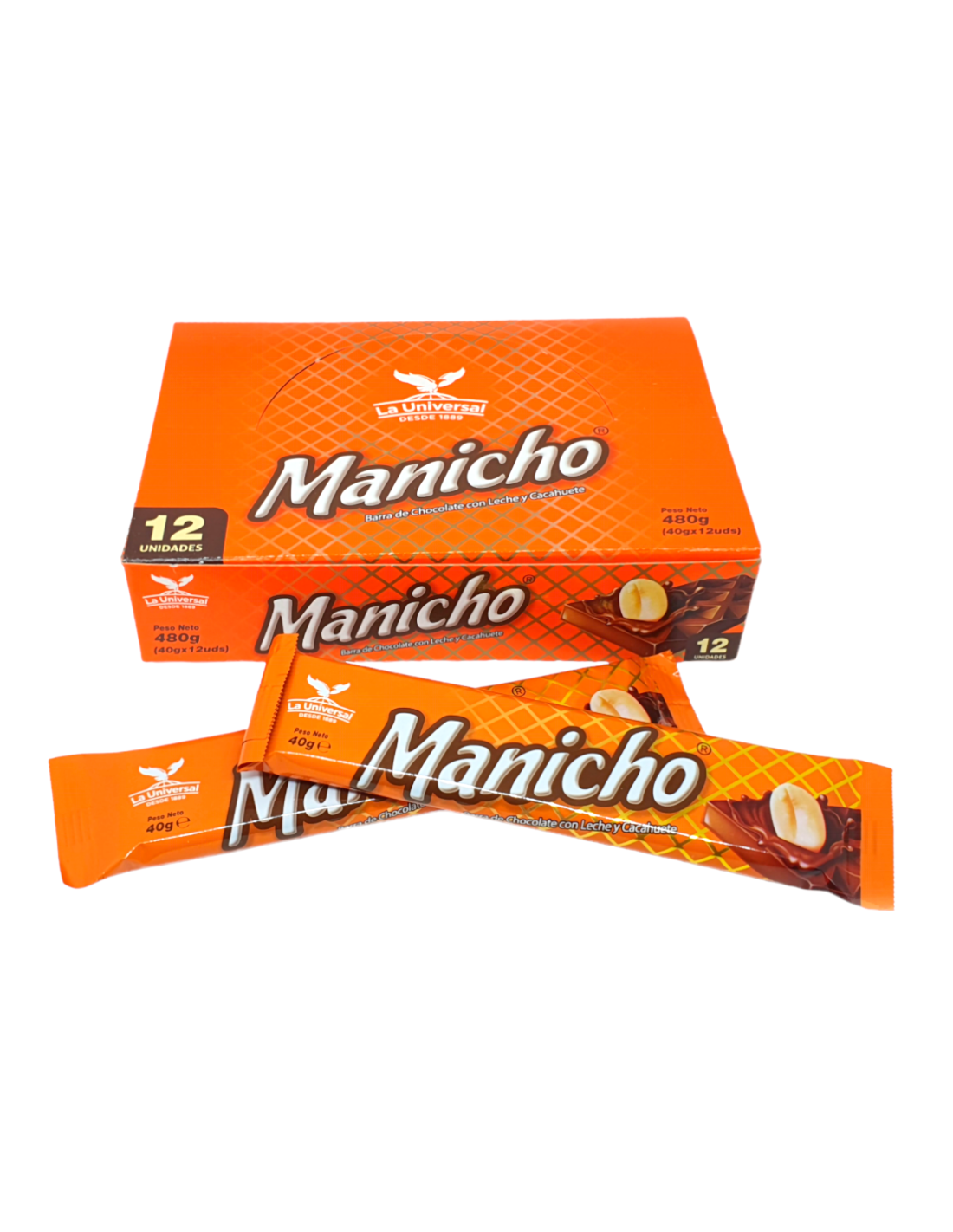 CHOCOLATINA MANICHO UNIVERSAL 40GR. DISPL X12U.